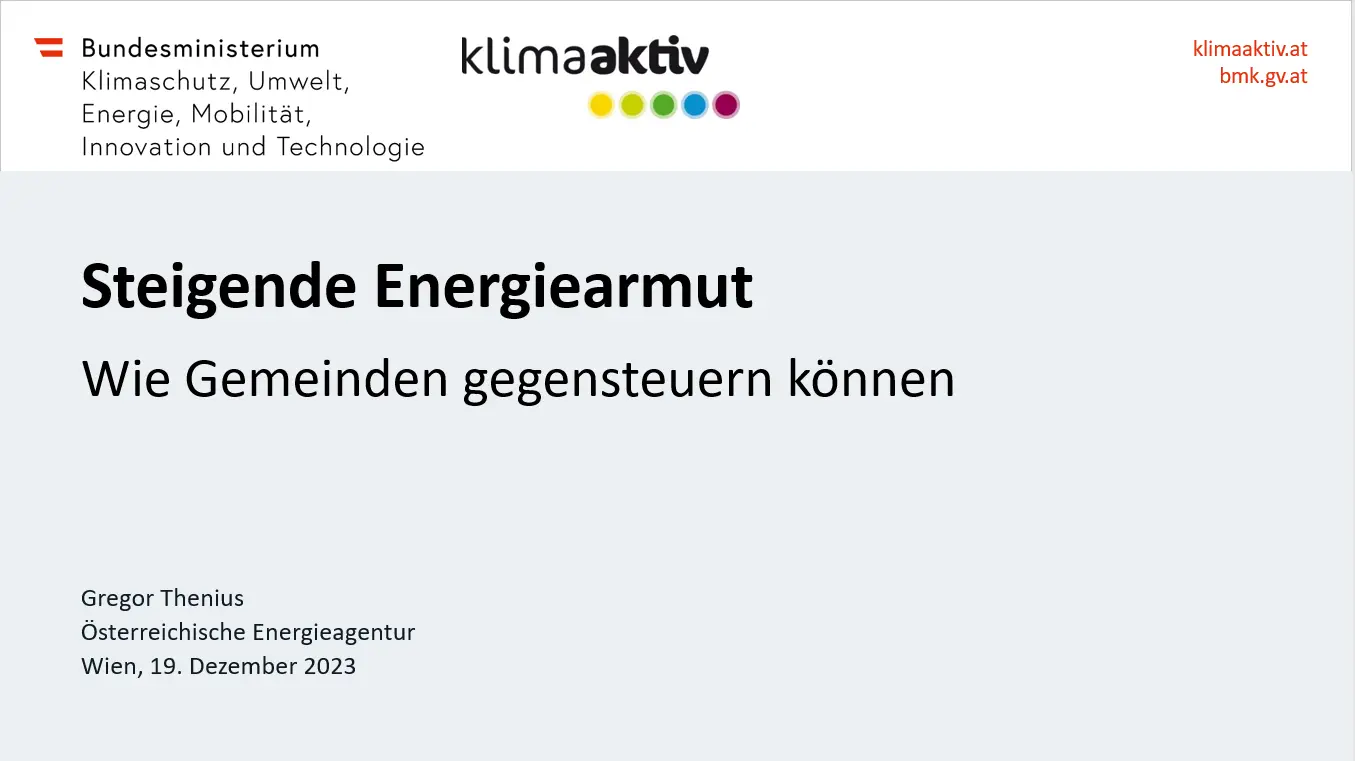 Titelfolie Steigende Energiearmut - Wie Gemeinden gegensteuern können